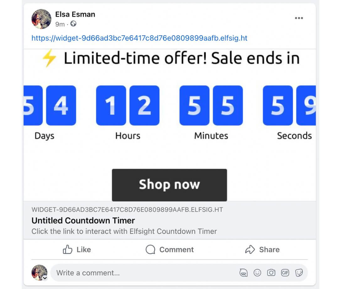 Example of Facebook Live Countdown posted via Elfsight