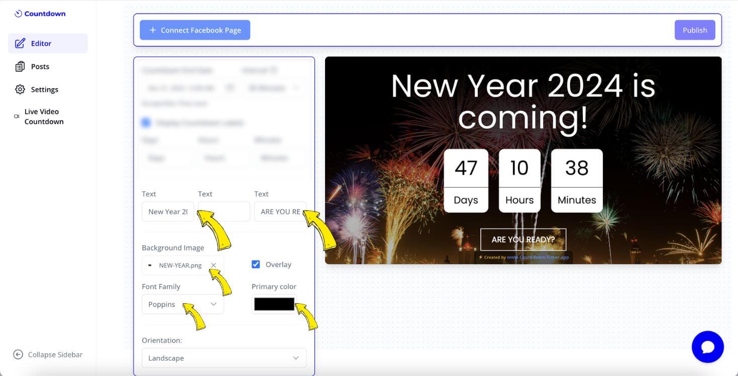 Selecting an eye-catching design for the countdown